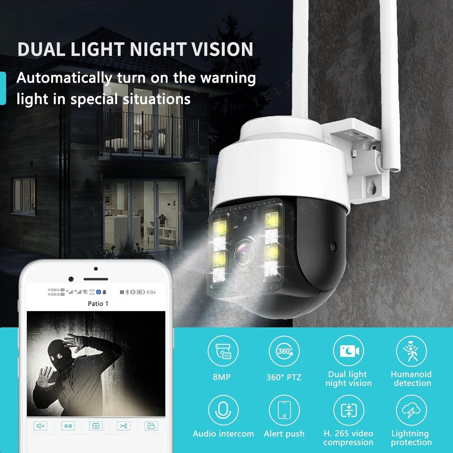 CAMARA SOLAR CON CHIP 360 °